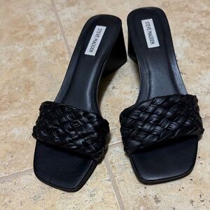 Steve Madden Black Woven Mules